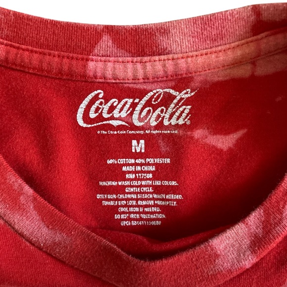 Coca Cola Reworked Cropped Long Sleeve Tee Bleached Red Medium - Picture 6 of 8
